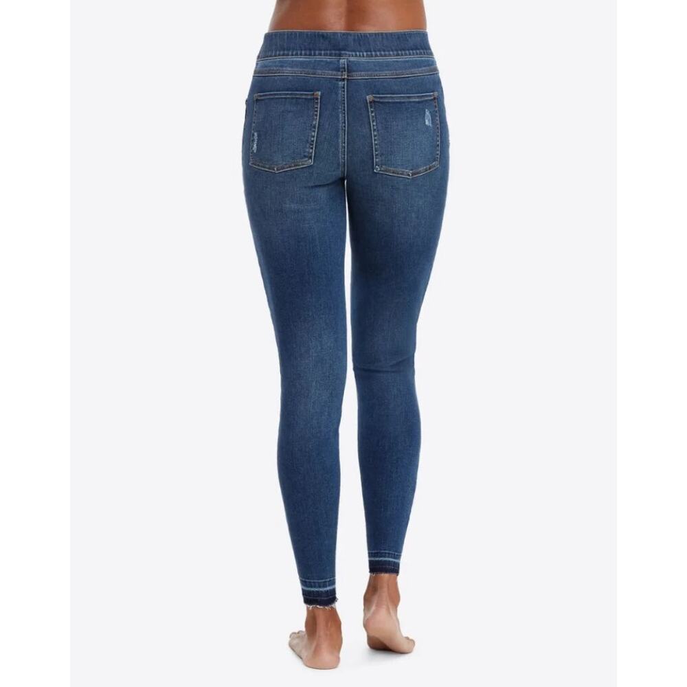 Spanx Stretch Skinny Jean Tummy Control Pannel Distressed Raw Hem Women's Medium - Picture 3 of 6
